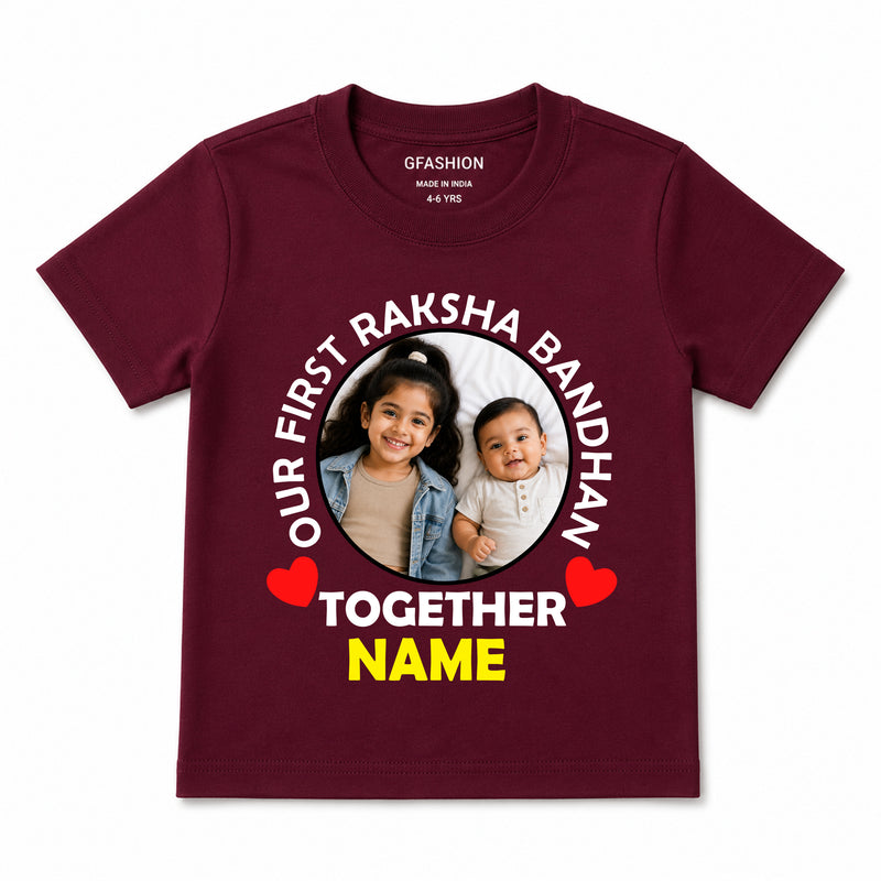 Personalized First Raksha Bandhan Kids T-Shirt with Photo & Name