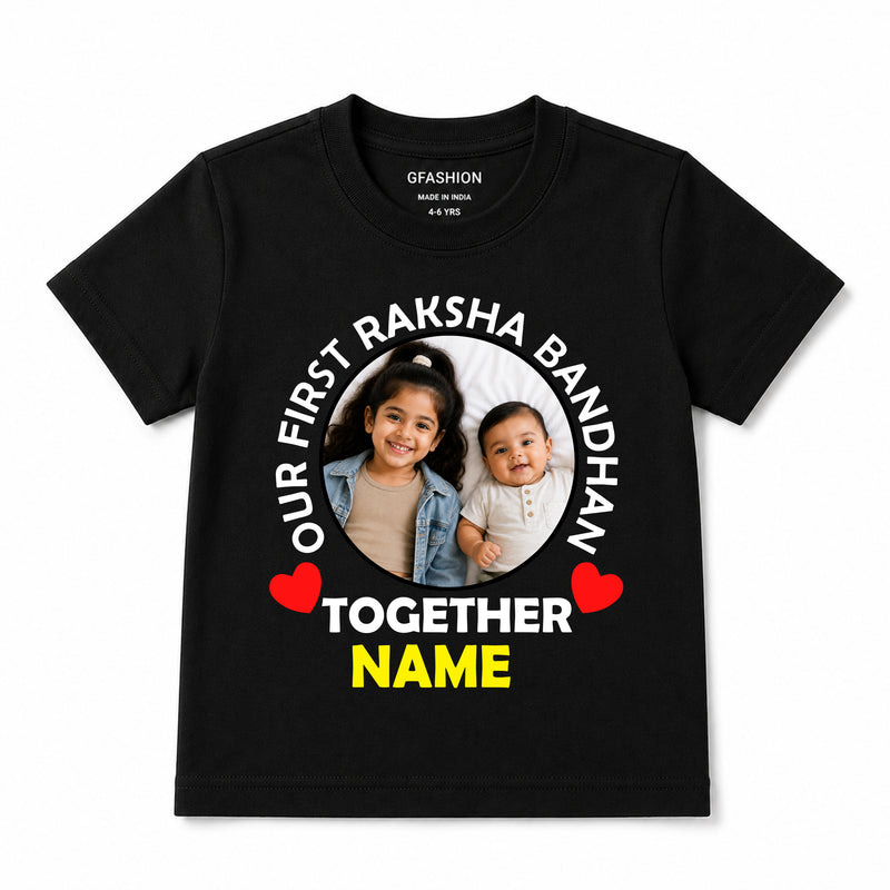 Personalized First Raksha Bandhan Kids T-Shirt with Photo & Name