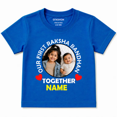 Personalized First Raksha Bandhan Kids T-Shirt with Photo & Name