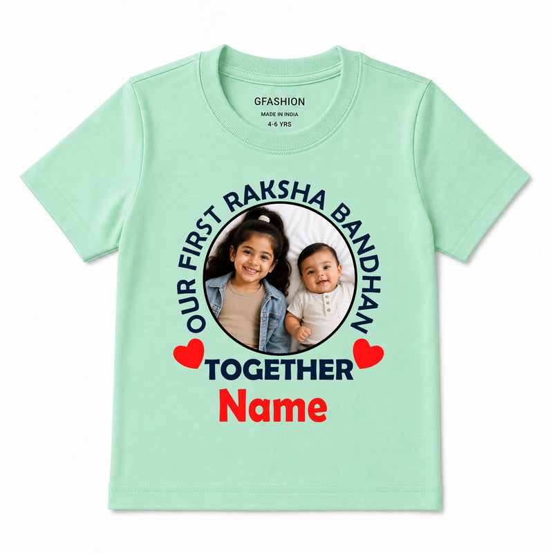 Personalized First Raksha Bandhan Kids T-Shirt with Photo & Name