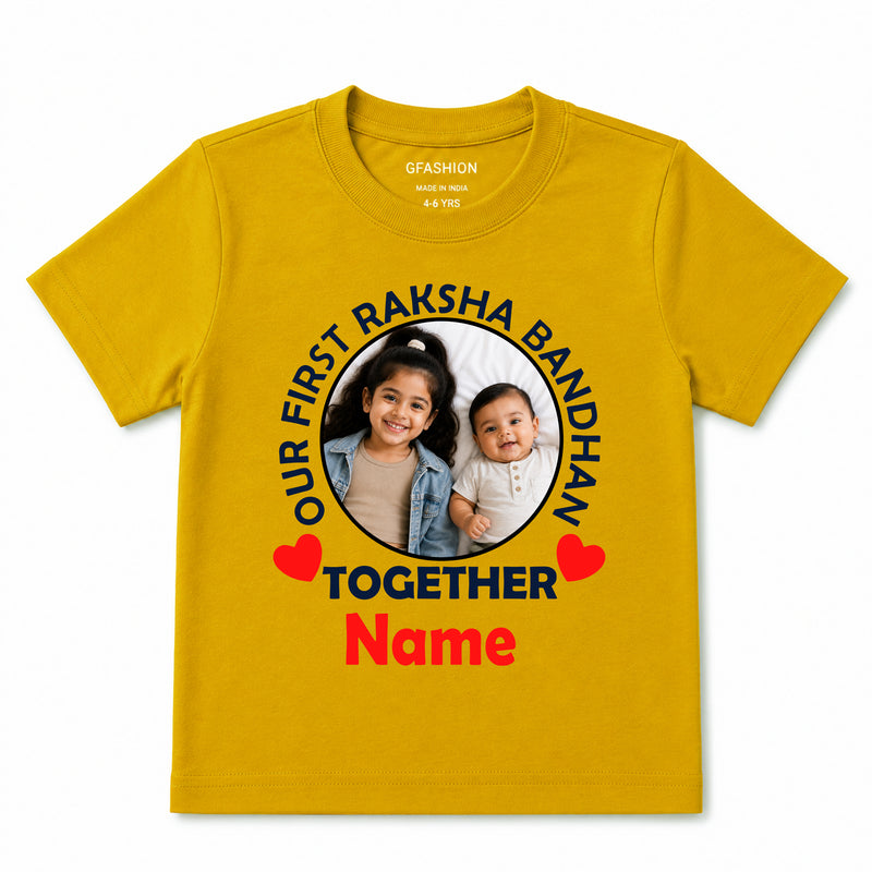 Personalized First Raksha Bandhan Kids T-Shirt with Photo & Name