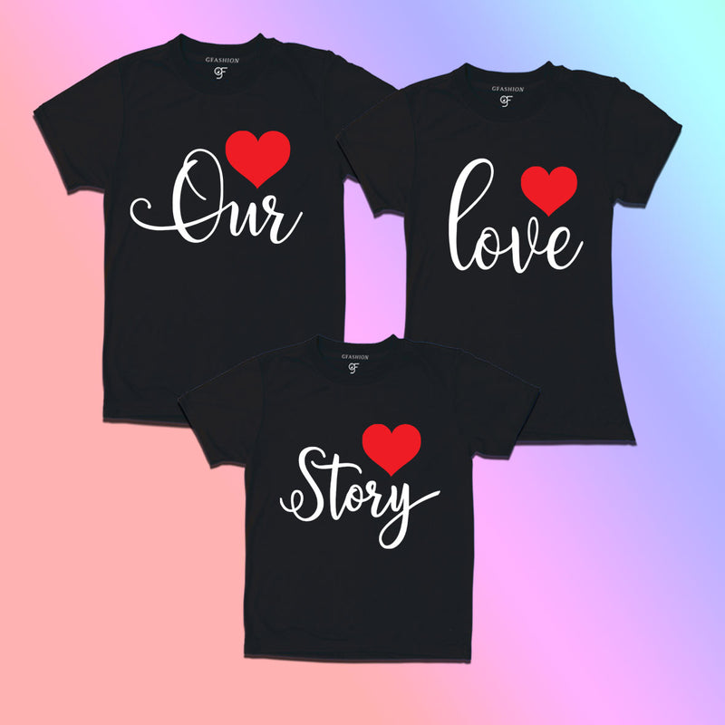 Our love story-couple t shirt with kids family tshirts