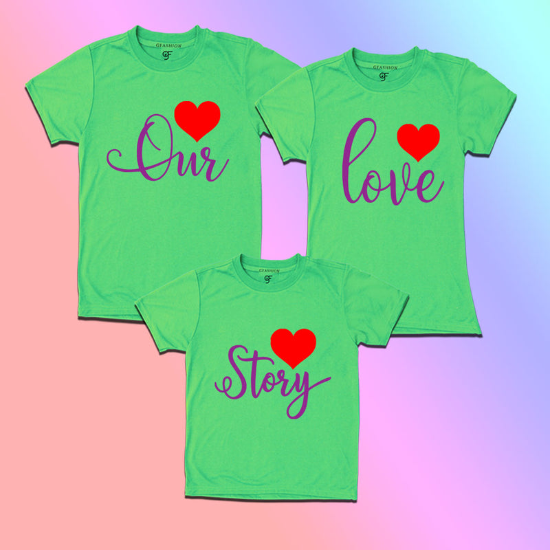 Our love story-couple t shirt with kids family tshirts