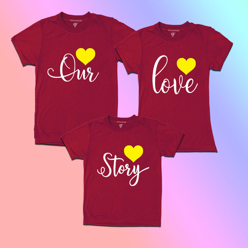 Our love story-couple t shirt with kids family tshirts