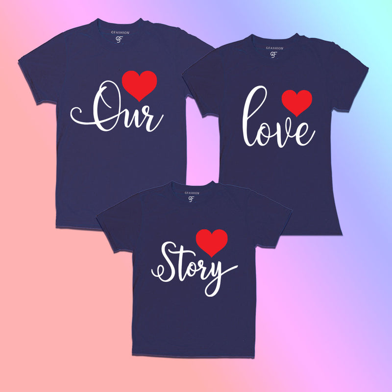 Our love story-couple t shirt with kids family tshirts