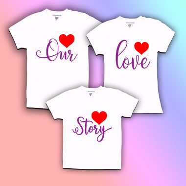 Our love story-couple t shirt with kids family tshirts