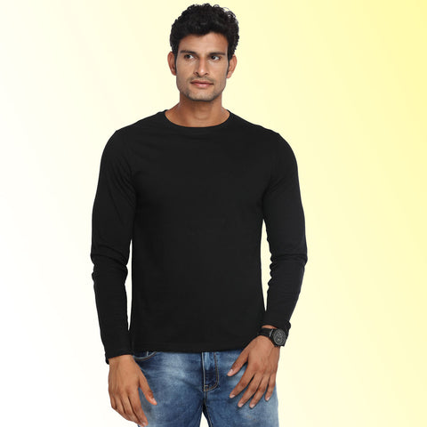 Black Full sleeve Plain T-shirts for Mens