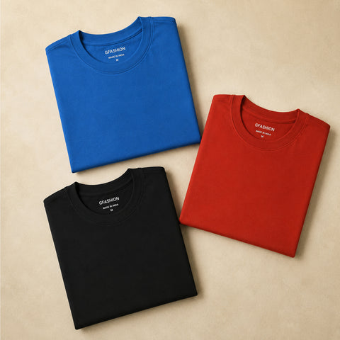 Bold Classics Trio – 3 Plain T-Shirts Combo