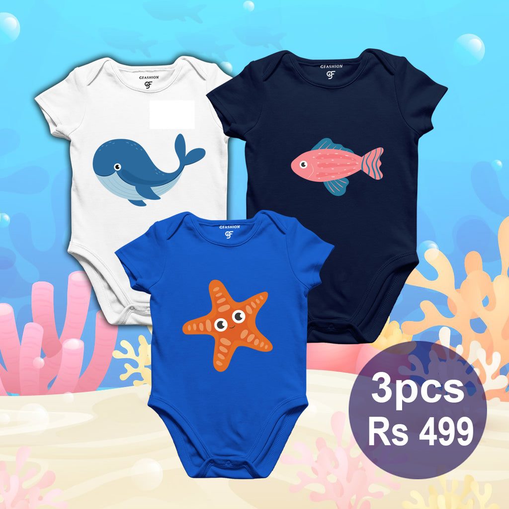 Baby Bodysuit/ Onesie/Rompers combo pack sea set