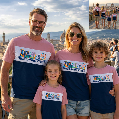 Singapore Vibes Matching Family Vacation T-Shirts | Color Block Tees