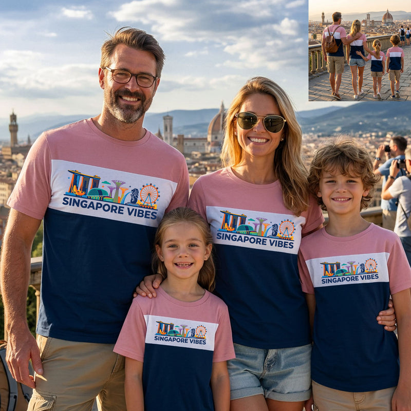 Singapore Vibes Matching Family Vacation T-Shirts | Color Block Tees