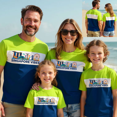 Singapore Vibes Matching Family Vacation T-Shirts | Color Block Tees