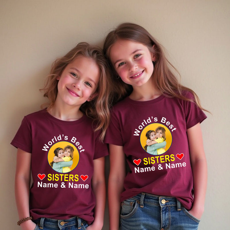 World's Best Sisters T-shirt with Photo and Name Customize