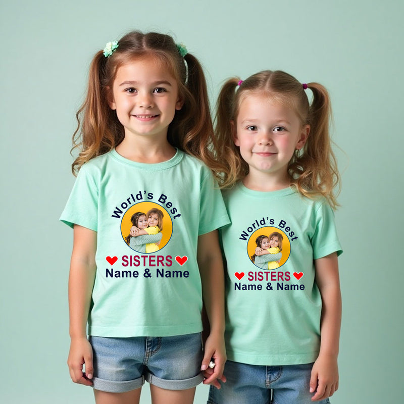 World's Best Sisters T-shirt with Photo and Name Customize