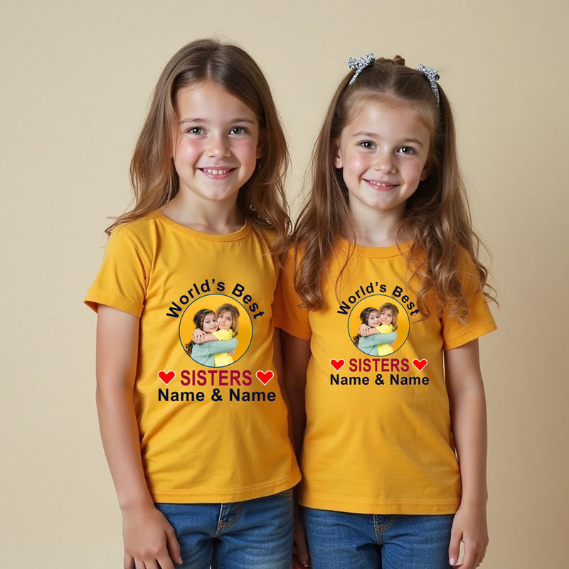 World's Best Sisters T-shirt with Photo and Name Customize