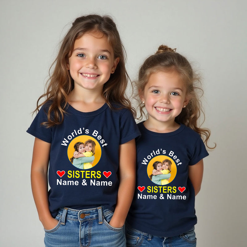 World's Best Sisters T-shirt with Photo and Name Customize