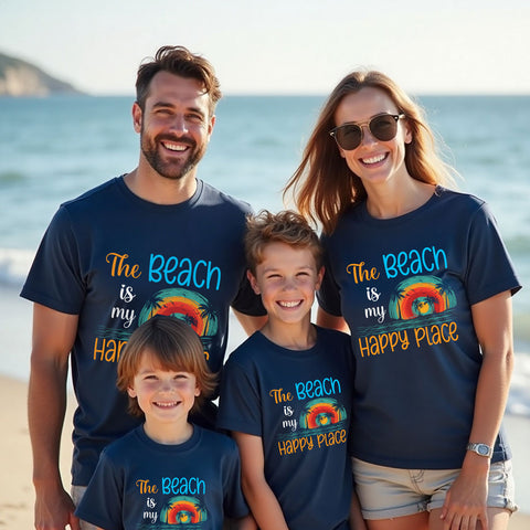 the beach is my happy place group Vacation Tshirts