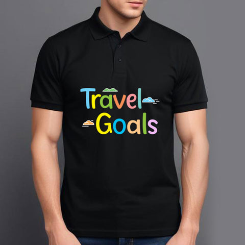 travel goals polo t shirts for mens