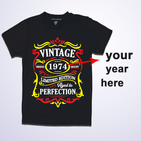 Vintage Limited Edition Aged to Perfection birthday year customize t-shirts for men