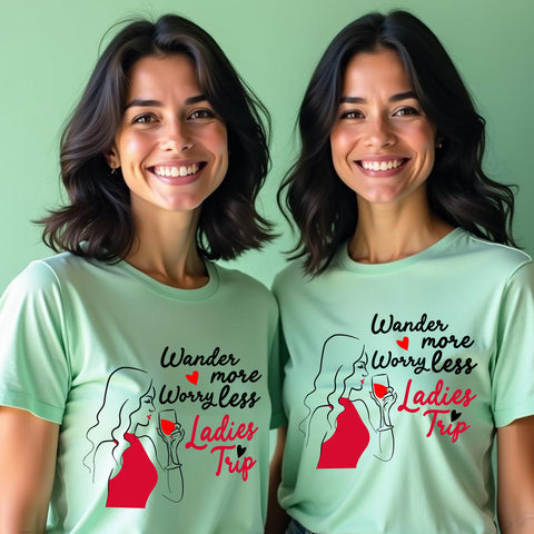 wander more worry less ladies trip tshirts