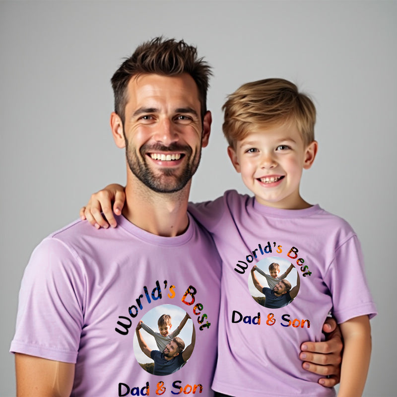 world's Best Dad and Son Photo Customize t-shirts