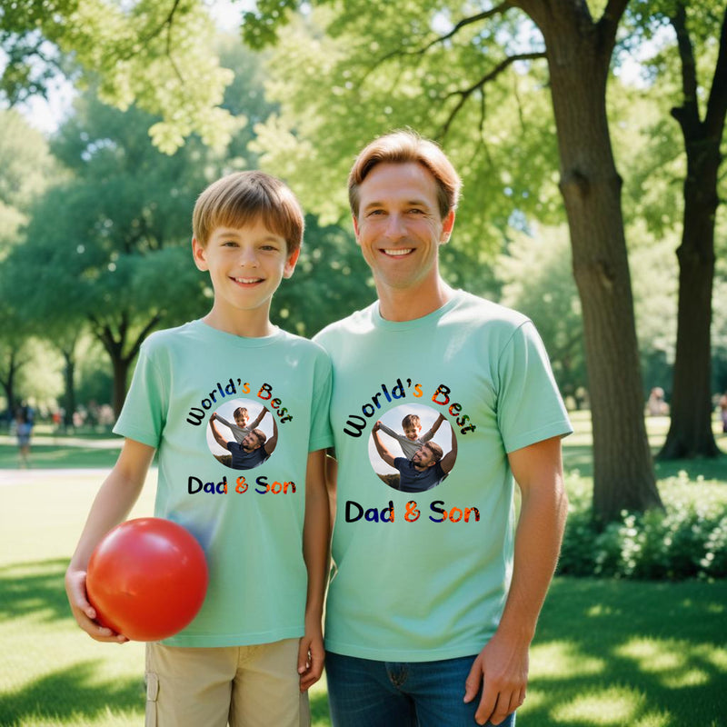 world's Best Dad and Son Photo Customize t-shirts