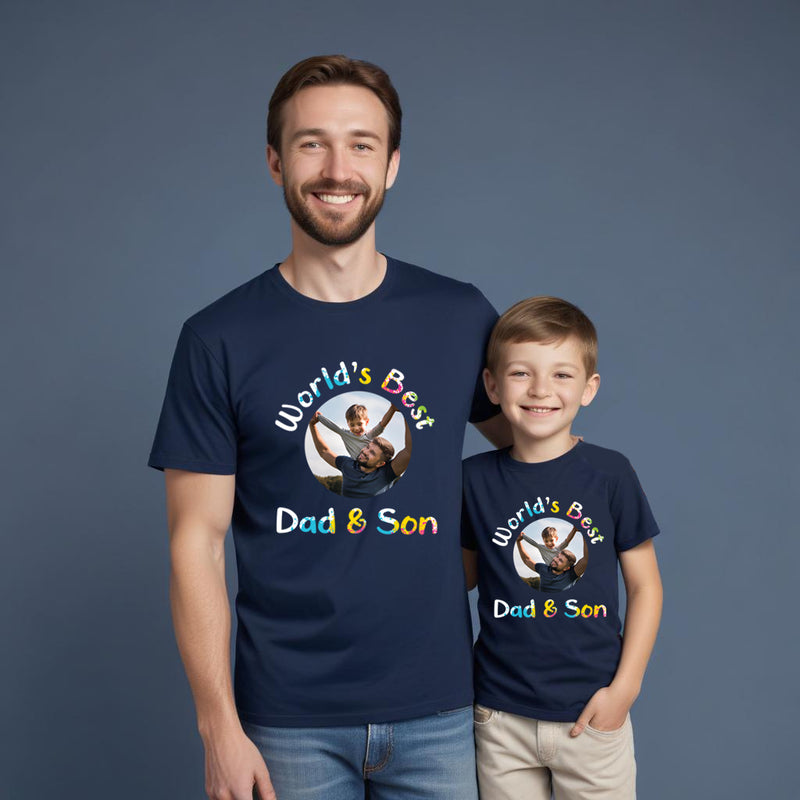 world's Best Dad and Son Photo Customize t-shirts