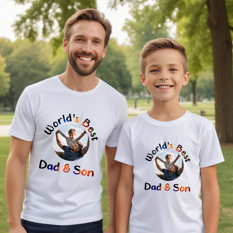 world's Best Dad and Son Photo Customize t-shirts