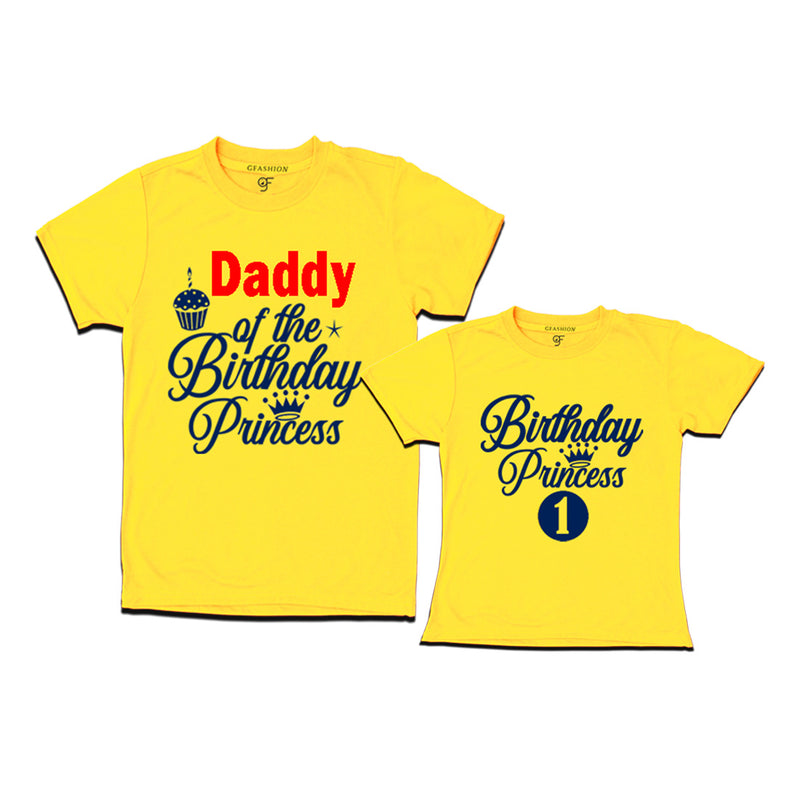 First Birthday T-shirt for Princess with Dad in Yellow Color avilable @ gfashion.jpg