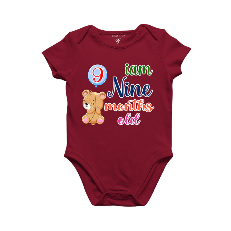 i am nine months old -baby rompers/bodysuit/onesie with teddy