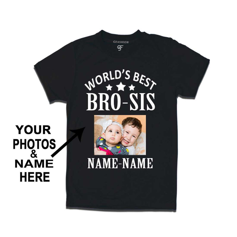 World's Best Bro-Sis T-shirt for Boy Photo and Name Customize in Black Color @ gfashion.jpg