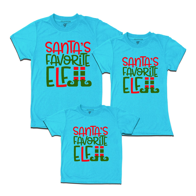 santa's favorite elf matching family tshirt father mother and kid