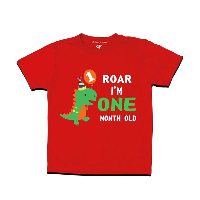 Roar I am One Month Old Baby T-shirt in Red Color avilable @ gfashion.jpg