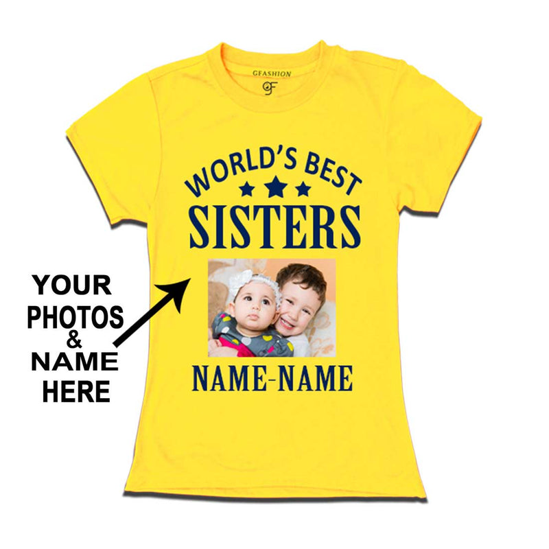 World's Best Sister T-shirt with Photo and Name Customize in Yellow Color  available @ gfashion.jpg