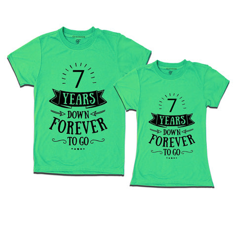 7-years-down-forever-to-go-couple-t-shirts-for-anniversary-gfashion-india-Pistagreen