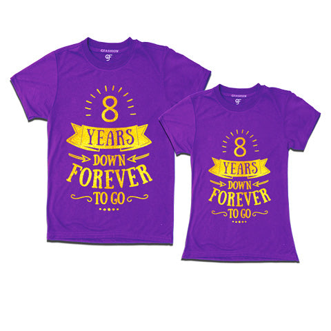  8-years-down-forever-to-go-couple-t-shirts-for-anniversary-gfashion-india-Purple