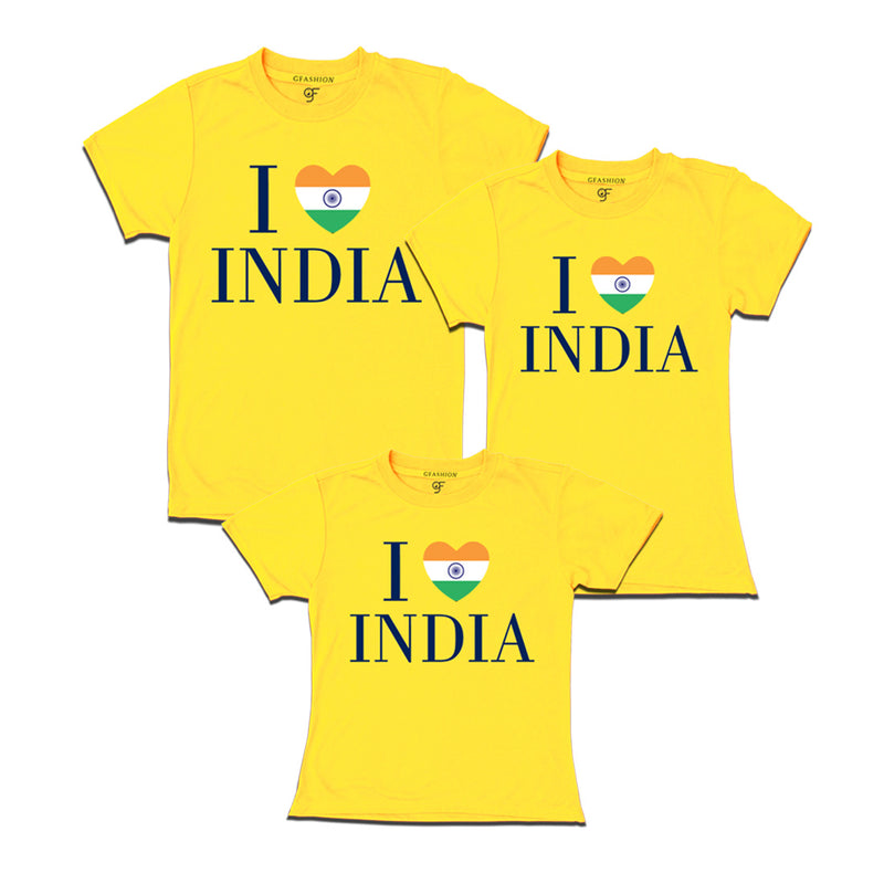 I love India Dad Mom and Daughter T-shirts in Yellow Color available @ gfashion.jpg