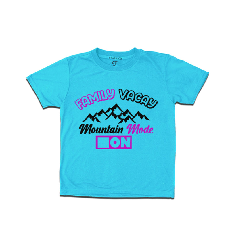 Family Vacay Mountain Mode On T-shirts in Sky Blue Color available @ gfashion.jpg