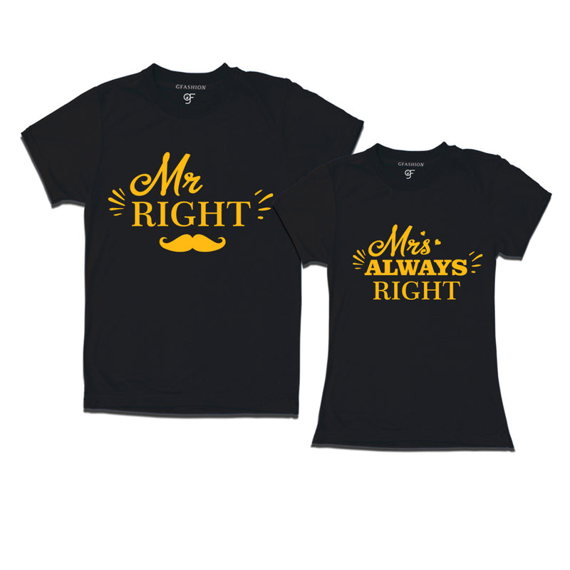 Mr and Mrs right matching couples t-shirt