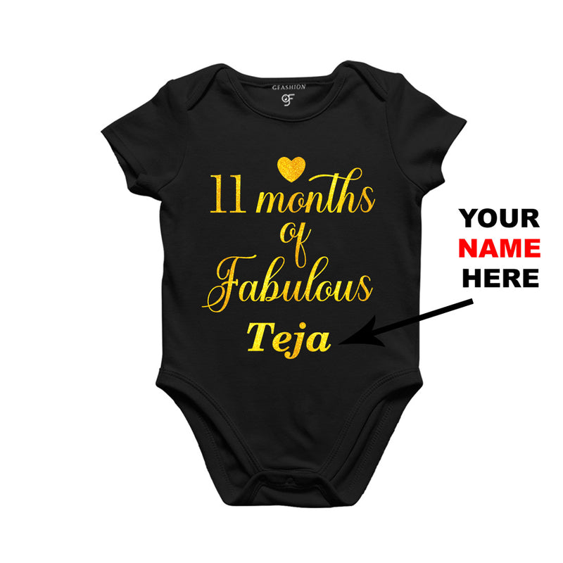 11 Months of Fabulous Baby Bodysuit or Rompers or Onesie-Name Customized in Black Color available @ gfashion.jpg