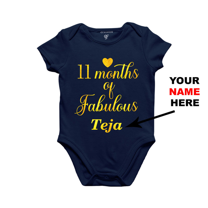 11 Months of Fabulous Baby Bodysuit or Rompers or Onesie-Name Customized in Navy Color available @ gfashion.jpg