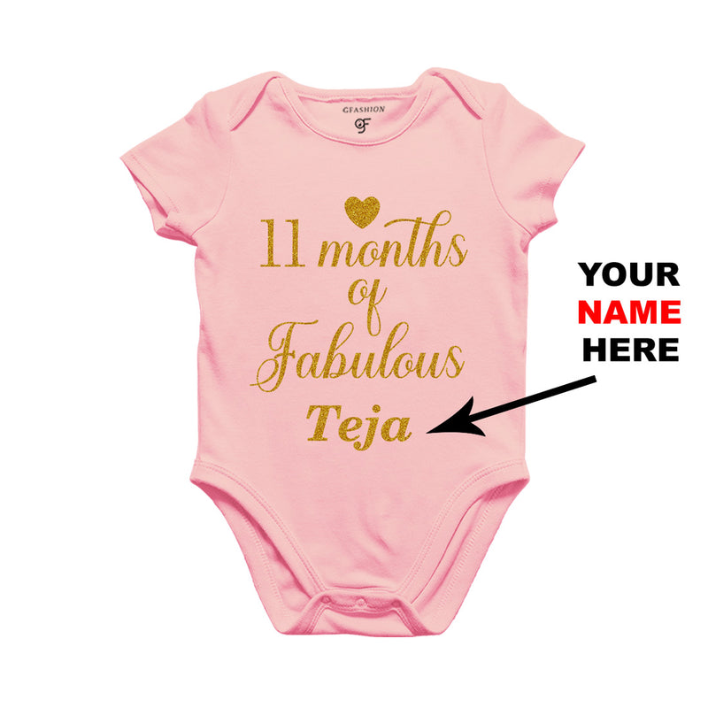 11 Months of Fabulous Baby Bodysuit or Rompers or Onesie-Name Customized in Pink Color available @ gfashion.jpg