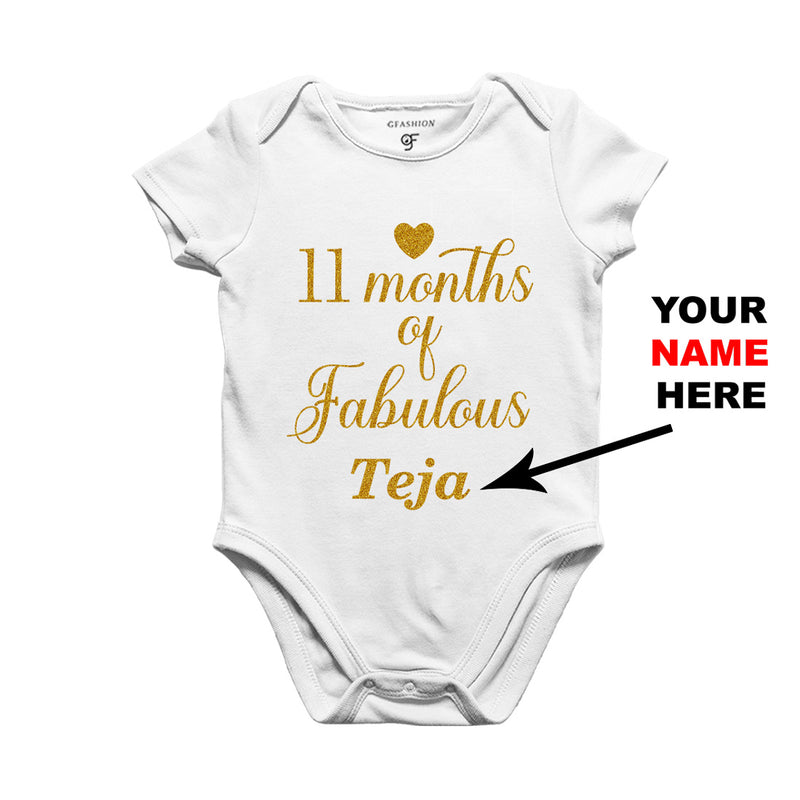 11 Months of Fabulous Baby Bodysuit or Rompers or Onesie-Name Customized in White Color available @ gfashion.jpg