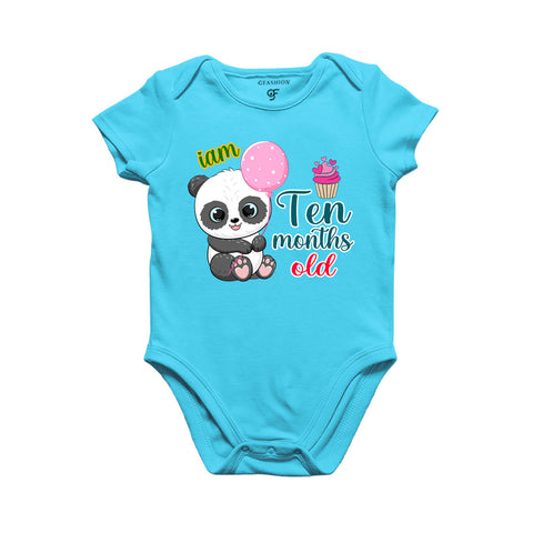 i am ten months old -baby rompers/bodysuit/onesie with panda