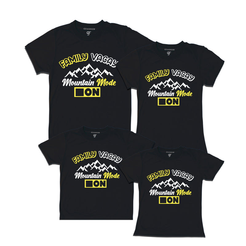 Family Vacay Mountain Mode On T-shirts in Black Color available @ gfashion.jpg