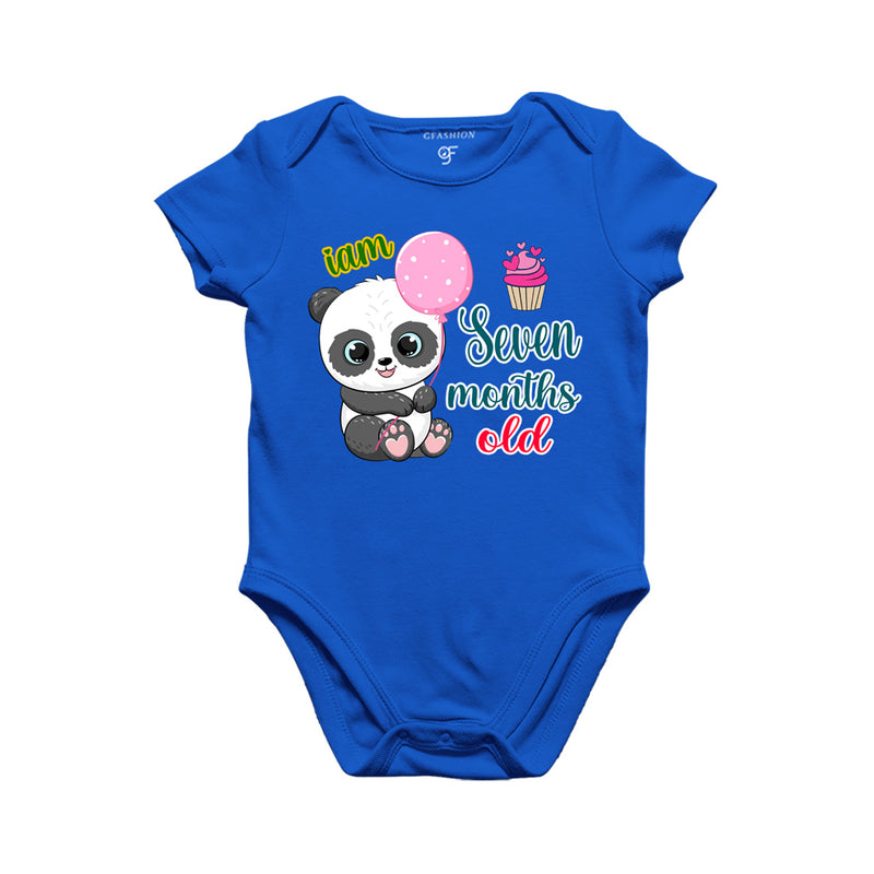 i am seven months old -baby rompers/bodysuit/onesie with panda
