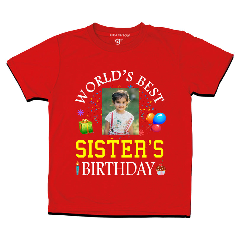 World's Best Sister's Birthday Photo T-shirt in Red Color available @ gfashion.jpg