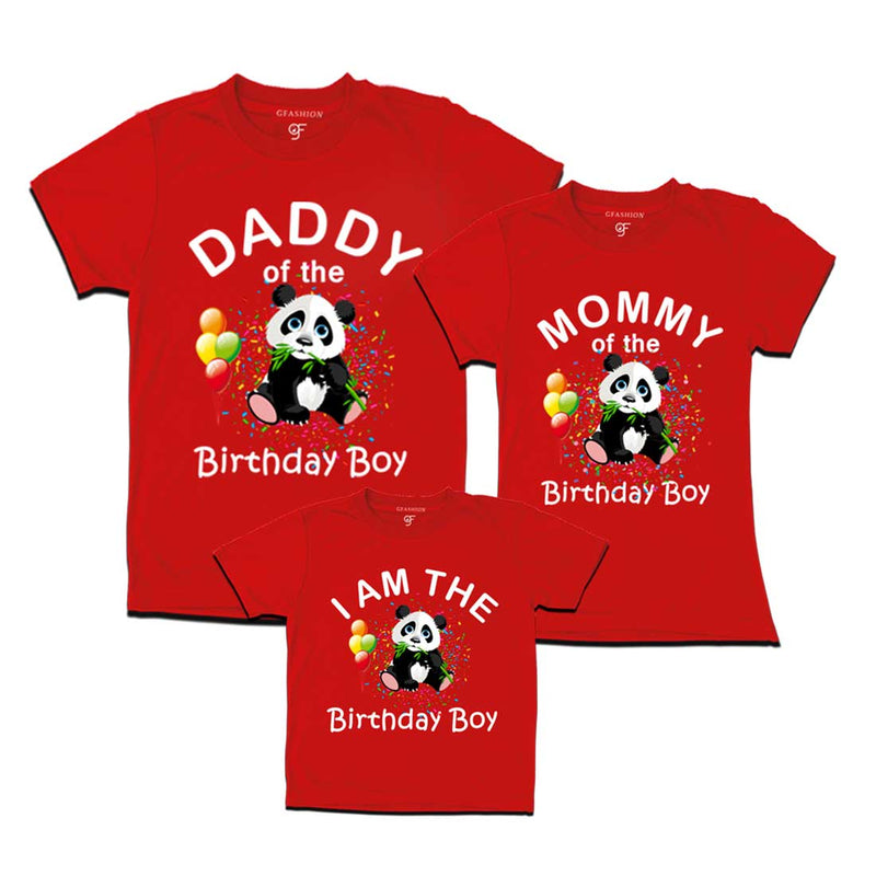 Panda Theme Birthday Boy T-shirts with Dad and Mom