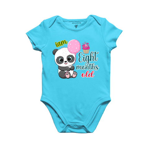 i am eight months old -baby rompers/bodysuit/onesie with panda