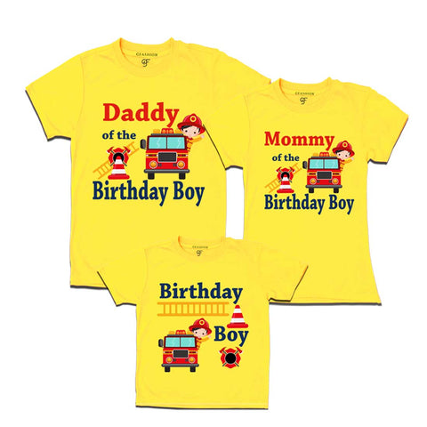 Firefighter Theme Birthday T-shirts For Boy with Family